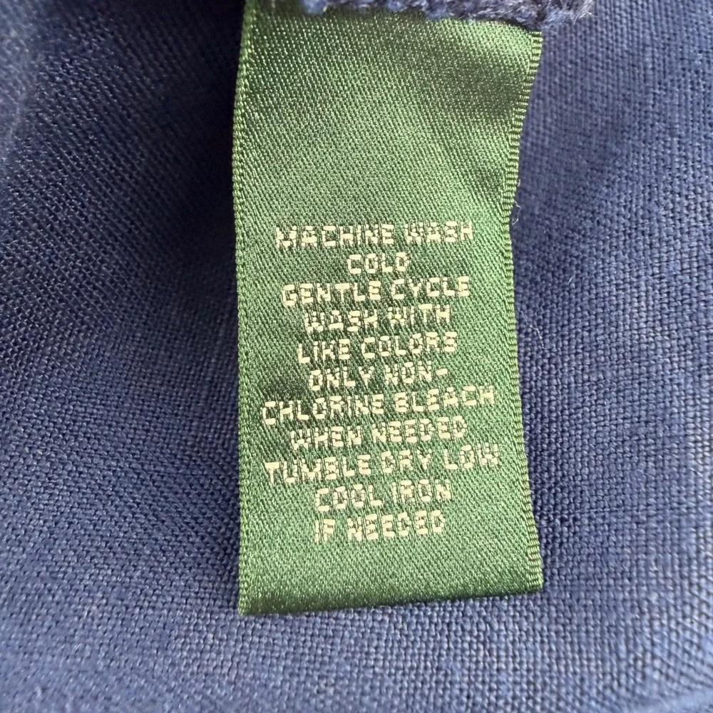 Lauren Ralph Lauren 100% Linen Blue Shift Dress Pockets‎ Short Sleeve Size 6